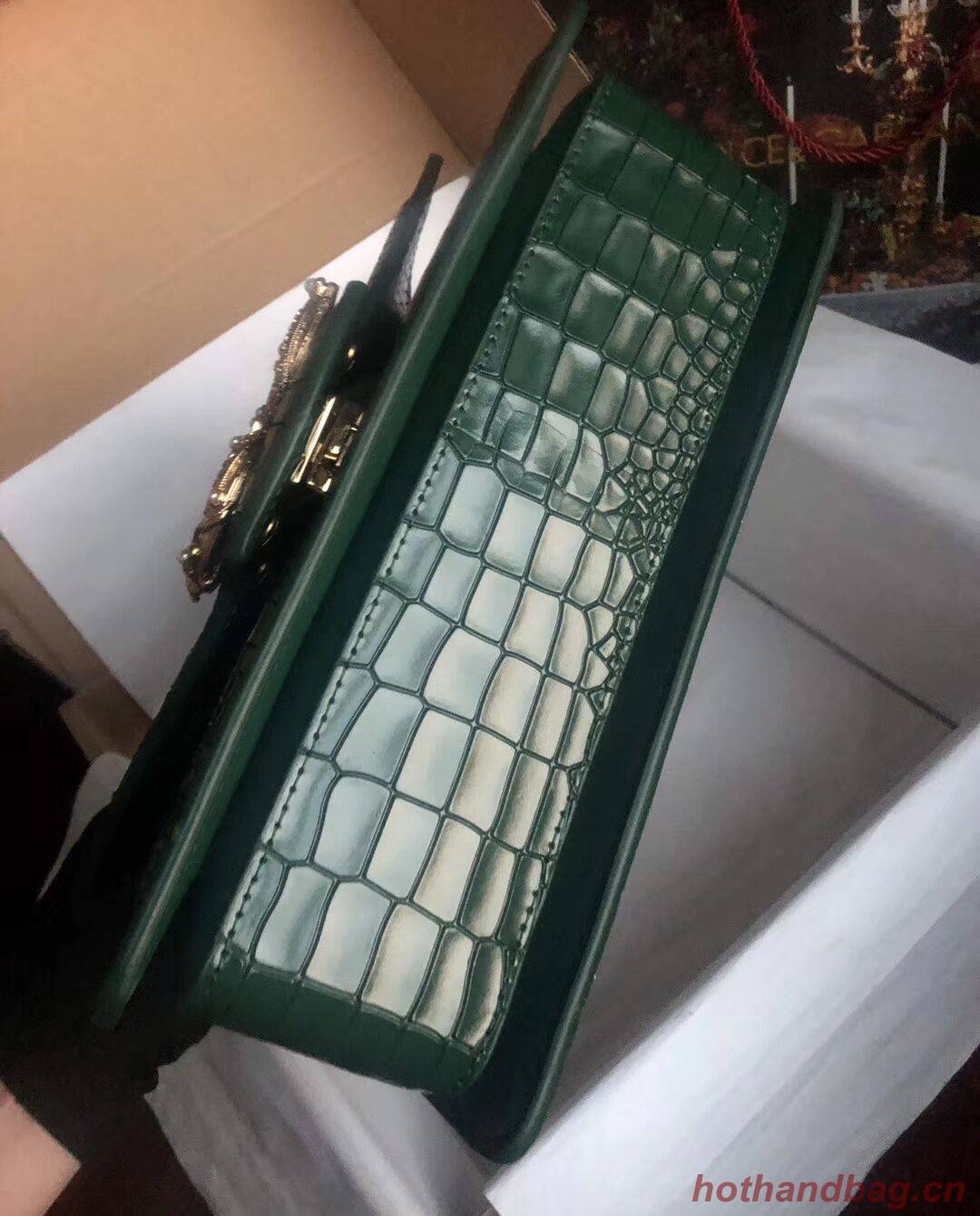 Dolce & Gabbana Origianl Crocodile Leather Bag 4916E Blackish green Dolce & Gabbana Origianl Crocodile Leather Bag 4916E Blackish green