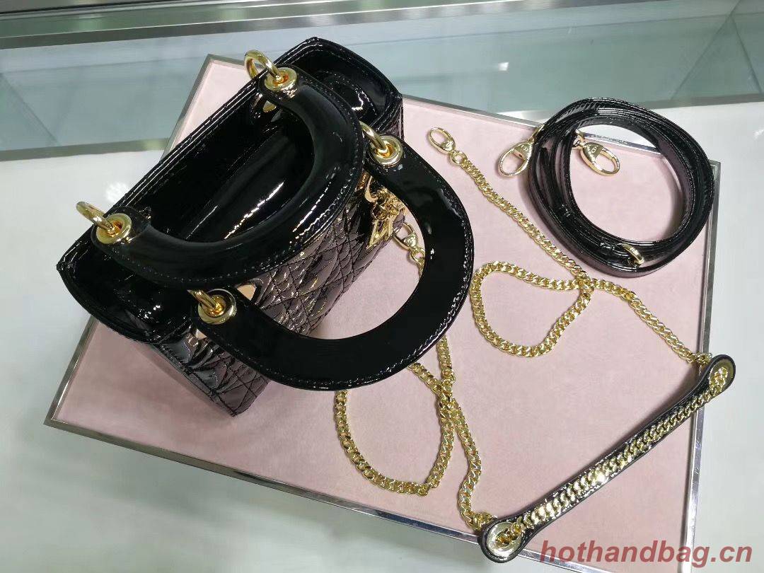 Dior MINI LADY DIOR CALFSKIN Black BAG M0505O Gold Dior MINI LADY DIOR CALFSKIN Black BAG M0505O Gold