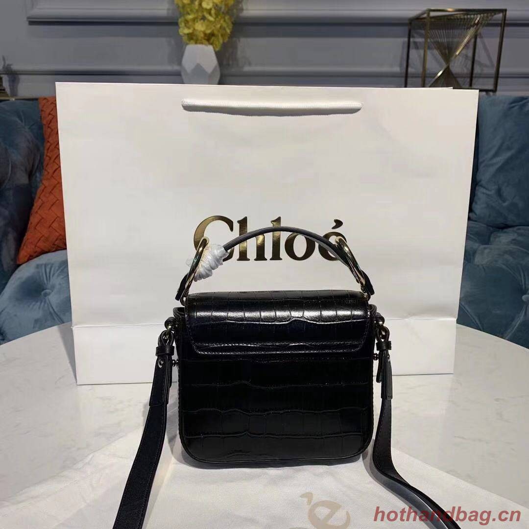 Chloe Original Crocodile skin Leather Top Handle Small Bag 3S030 Black Chloe Original Crocodile skin Leather Top Handle Small Bag 3S030 Black