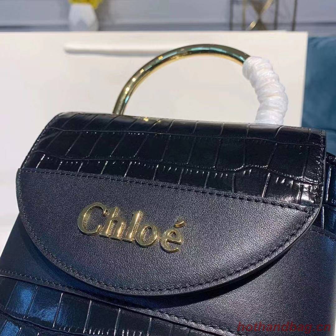 Chloe Original Crocodile skin Leather Top Handle Small Bag 3S030 black Chloe Original Crocodile skin Leather Top Handle Small Bag 3S030 black