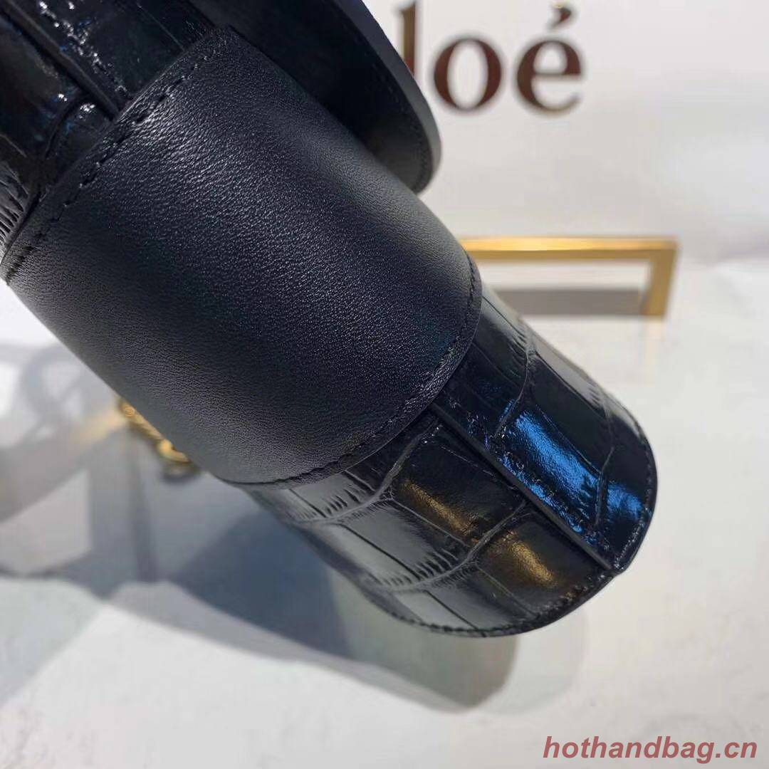 Chloe Original Crocodile skin Leather Top Handle Small Bag 3S030 black Chloe Original Crocodile skin Leather Top Handle Small Bag 3S030 black