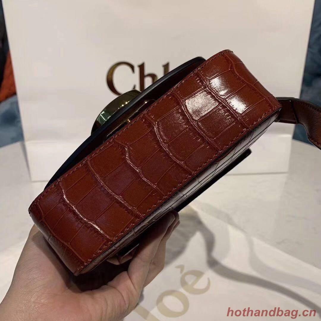 Chloe Original Crocodile skin Leather Top Handle Small Bag 3S030 brown Chloe Original Crocodile skin Leather Top Handle Small Bag 3S030 brown