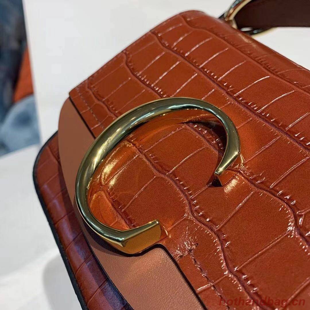 Chloe Original Crocodile skin Leather Top Handle Small Bag 3S030 brown Chloe Original Crocodile skin Leather Top Handle Small Bag 3S030 brown