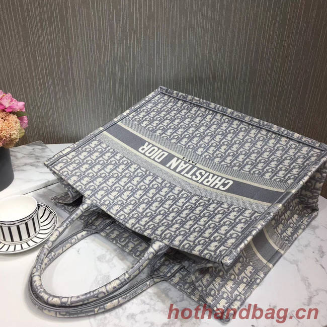 DIOR BOOK TOTE EMBROIDERED CANVAS BAG M1287-9 grey