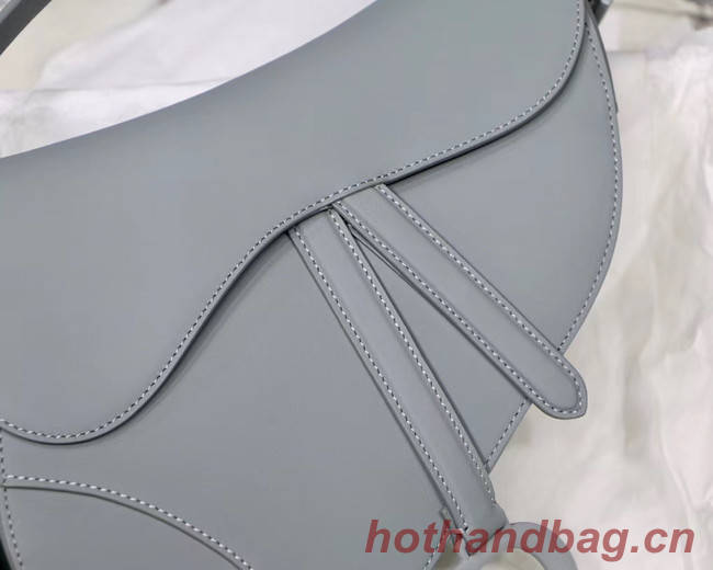 DIOR GRAY STONE SADDLE MATTE CALFSKIN BAG M0446I