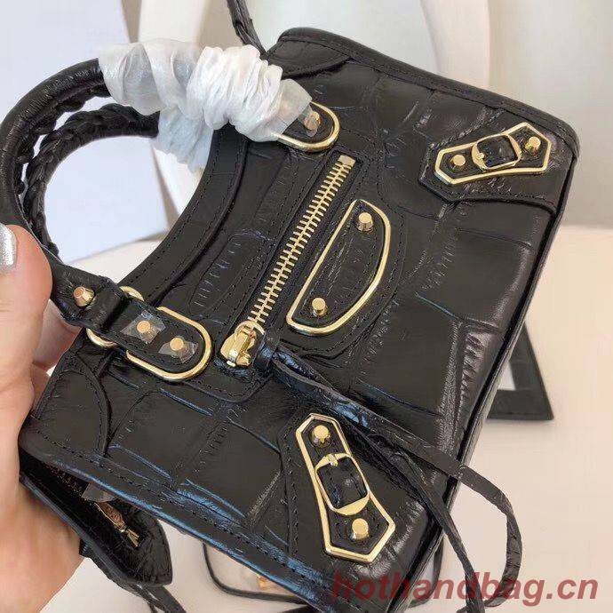 Balenciaga Mini Classic Crocodile Leather Bag B300296 Black Balenciaga Mini Classic Crocodile Leather Bag B300296 Black