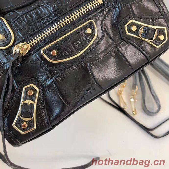 Balenciaga Mini Classic Crocodile Leather Bag B300296 Black Balenciaga Mini Classic Crocodile Leather Bag B300296 Black