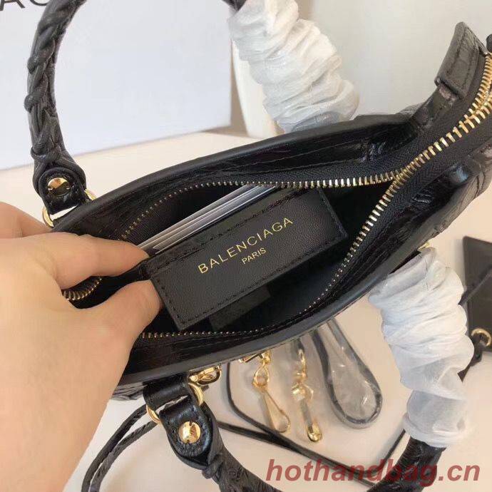 Balenciaga Mini Classic Crocodile Leather Bag B300296 Black Balenciaga Mini Classic Crocodile Leather Bag B300296 Black