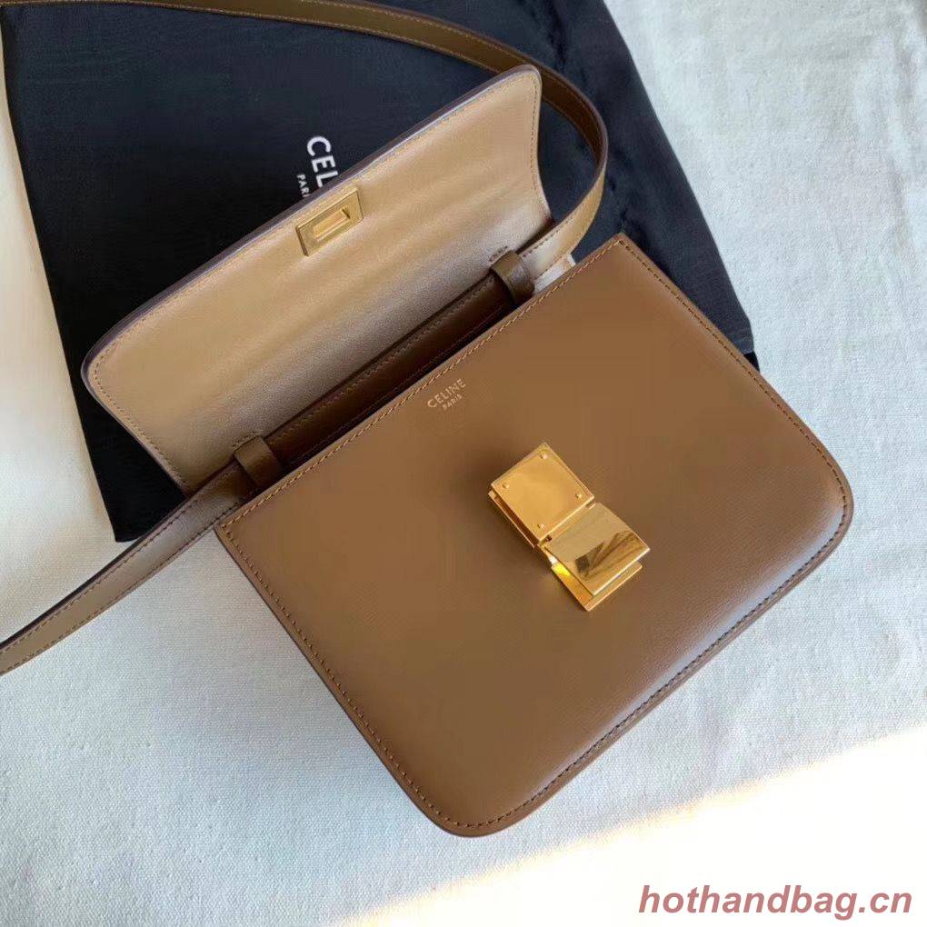 Celine Classic Box Teen Flap Bag Original Calfskin Leather 3379 Brown Celine Classic Box Teen Flap Bag Original Calfskin Leather 3379 Brown