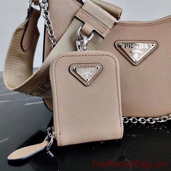 Prada Saffiano leather mini shoulder bag 2BH204 apricot Prada Saffiano leather mini shoulder bag 2BH204 apricot