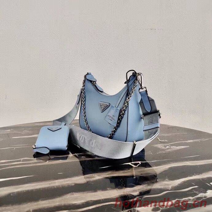 Prada Saffiano leather mini shoulder bag 2BH204 sky blue Prada Saffiano leather mini shoulder bag 2BH204 sky blue