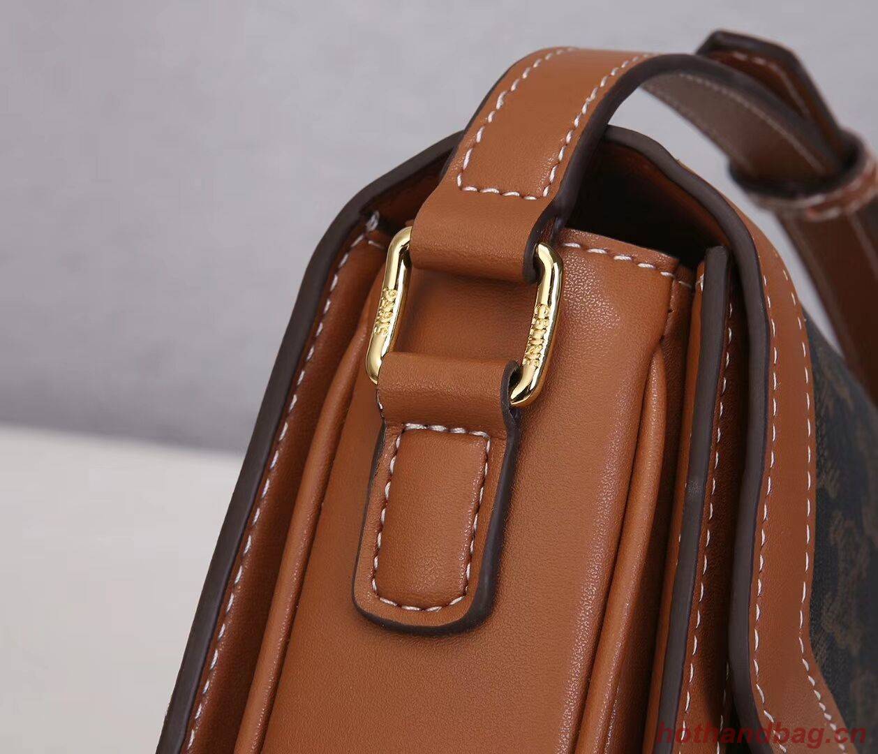 Celine TEEN TRIOMPHE BAG IN TRIOMPHE CANVAS AND CALFSKIN CL88423 TAN Celine TEEN TRIOMPHE BAG IN TRIOMPHE CANVAS AND CALFSKIN CL88423 TAN