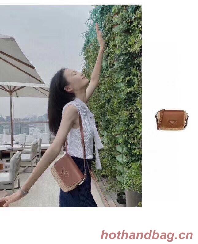 Prada Saffiano leather mini shoulder bag 2BD043 brown Prada Saffiano leather mini shoulder bag 2BD043 brown