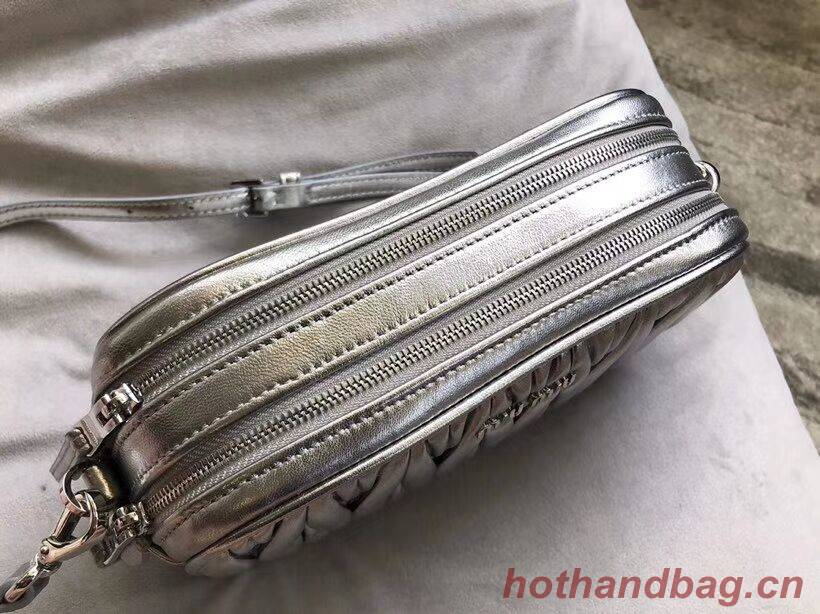 miu miu Matelasse Nappa Leather Shoulder Bag 5BH539A Silver miu miu Matelasse Nappa Leather Shoulder Bag 5BH539A Silver