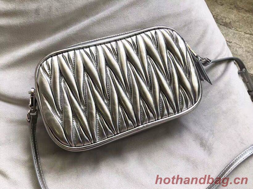 miu miu Matelasse Nappa Leather Shoulder Bag 5BH539A Silver miu miu Matelasse Nappa Leather Shoulder Bag 5BH539A Silver