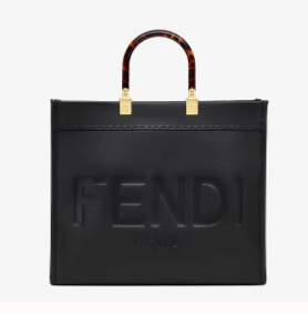 FENDI SUNSHINE MEDIUM black leather shopper 8BH386A FENDI SUNSHINE MEDIUM black leather shopper 8BH386A