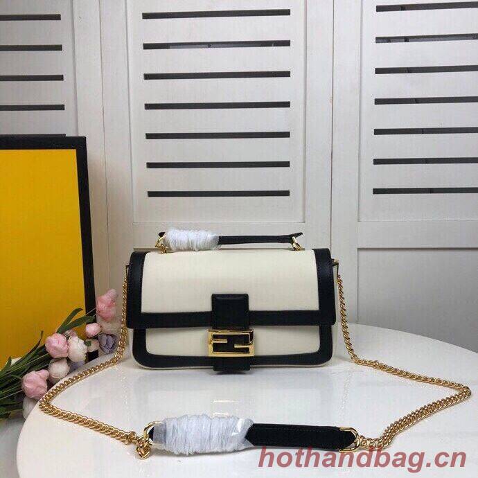FENDI BAGUETTE CHAIN Black and white nappa leather bag 8BR783A FENDI BAGUETTE CHAIN Black and white nappa leather bag 8BR783A