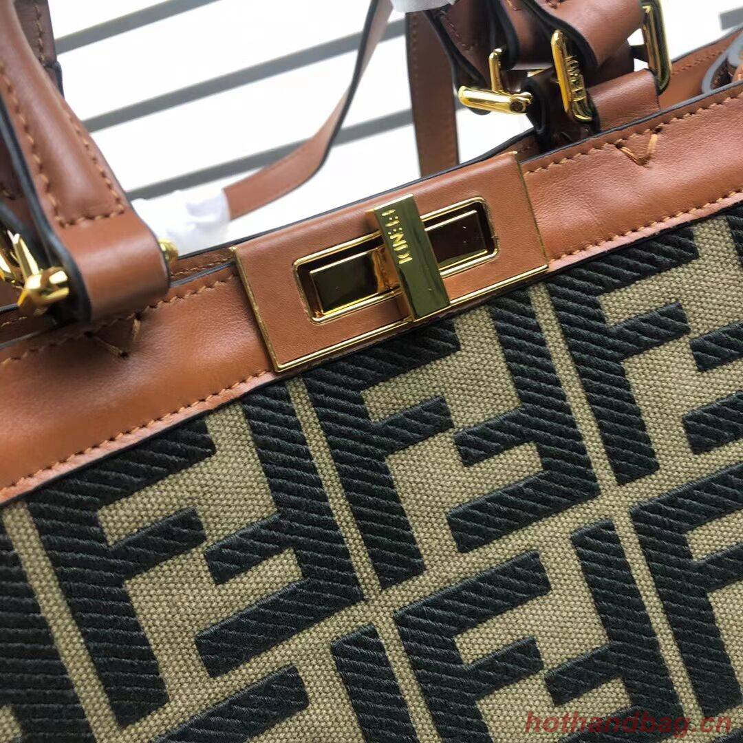 FENDI PEEKABOO X-TOTE canvas bag 8BH374A brown&green FENDI PEEKABOO X-TOTE canvas bag 8BH374A brown&green