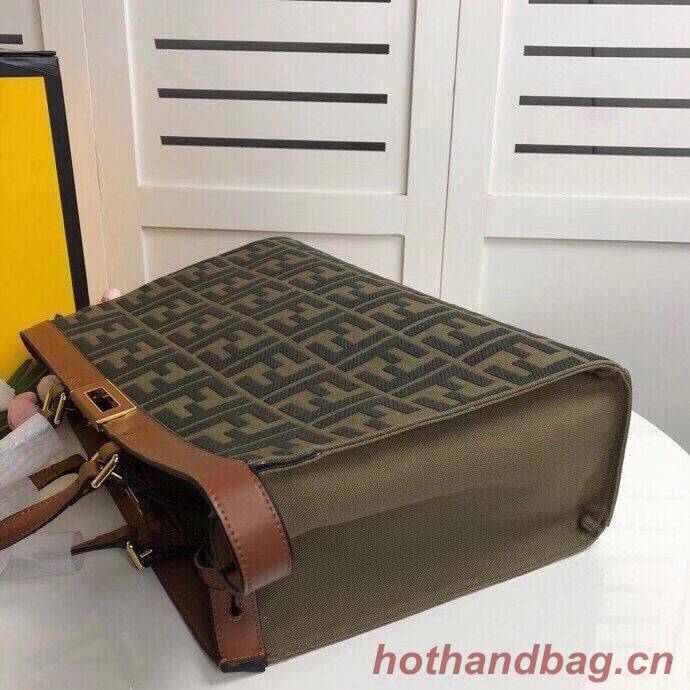 FENDI PEEKABOO X-TOTE canvas bag 8BH374A brown&green FENDI PEEKABOO X-TOTE canvas bag 8BH374A brown&green