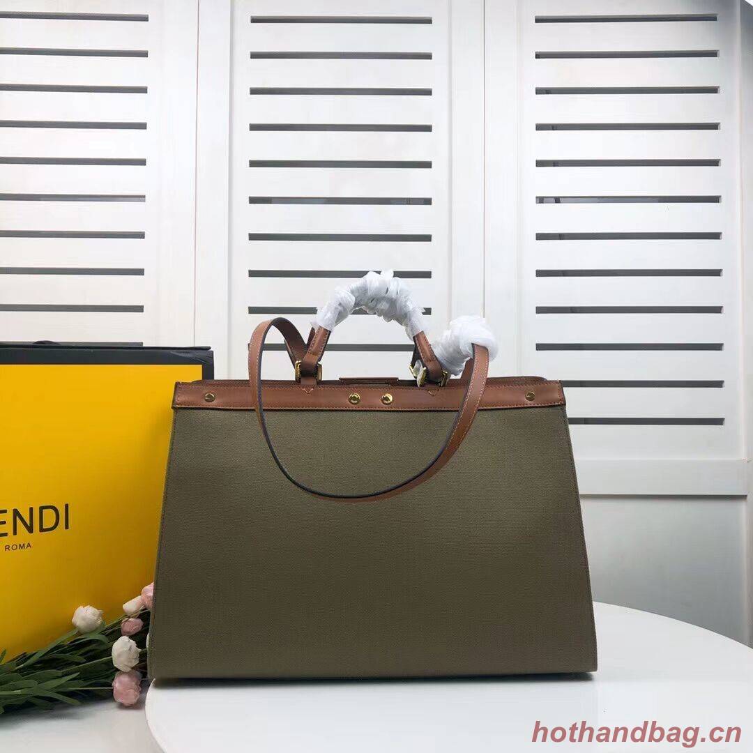 FENDI PEEKABOO X-TOTE canvas bag 8BH374A brown&green FENDI PEEKABOO X-TOTE canvas bag 8BH374A brown&green