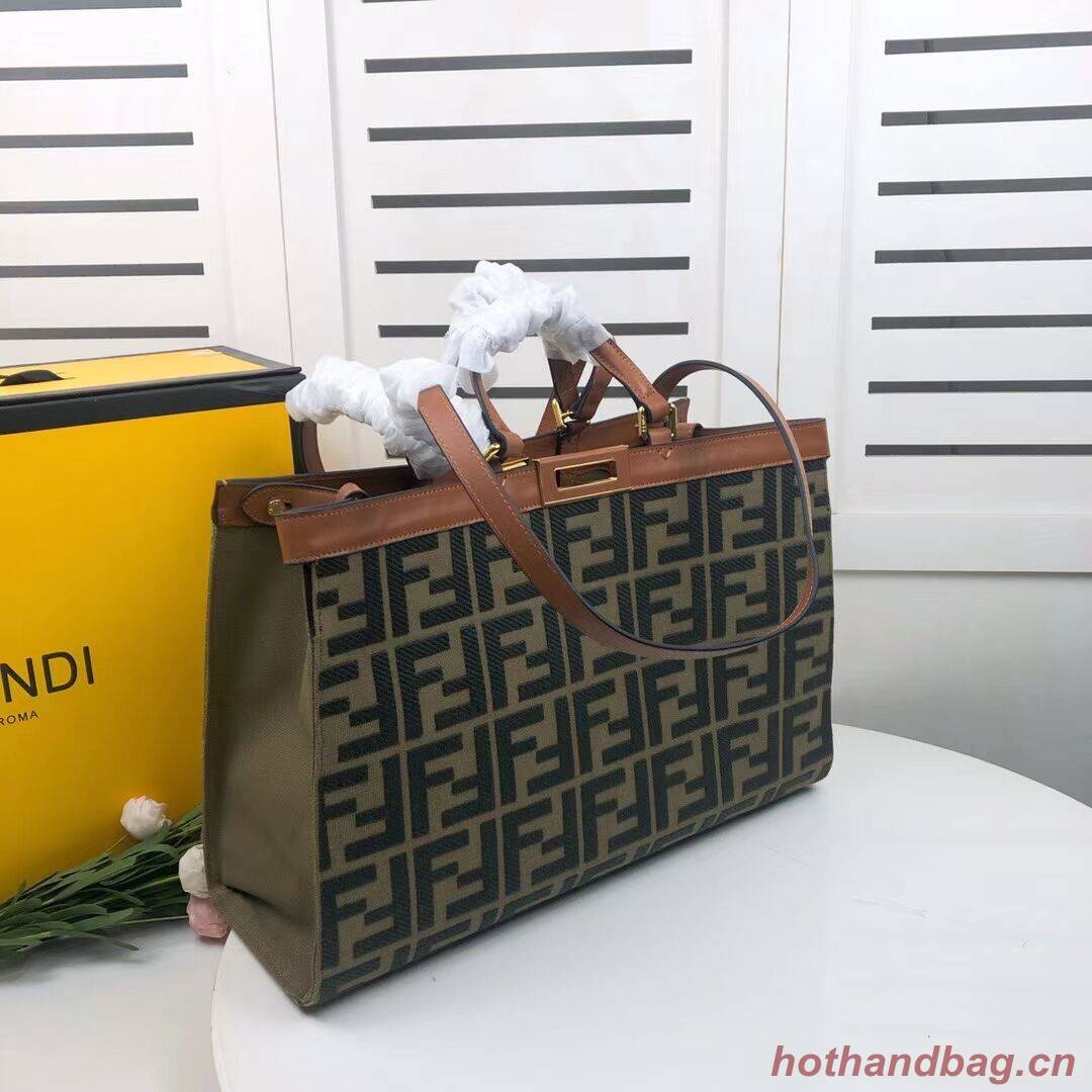 FENDI PEEKABOO X-TOTE canvas bag 8BH374A brown&green FENDI PEEKABOO X-TOTE canvas bag 8BH374A brown&green