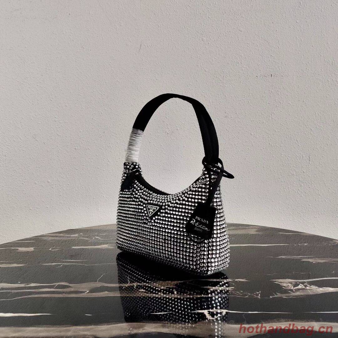 Prada Satin mini-bag with artificial crystals 1BE515Z black Prada Satin mini-bag with artificial crystals 1BE515Z black