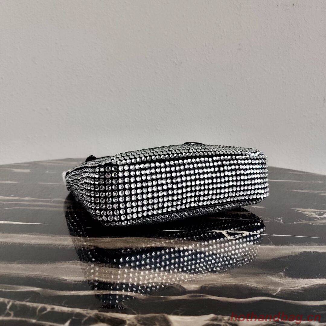 Prada Satin mini-bag with artificial crystals 1BE515Z black Prada Satin mini-bag with artificial crystals 1BE515Z black