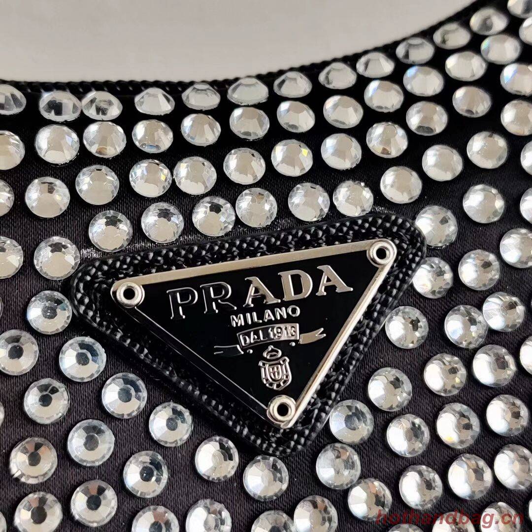 Prada Satin mini-bag with artificial crystals 1BE515Z black Prada Satin mini-bag with artificial crystals 1BE515Z black