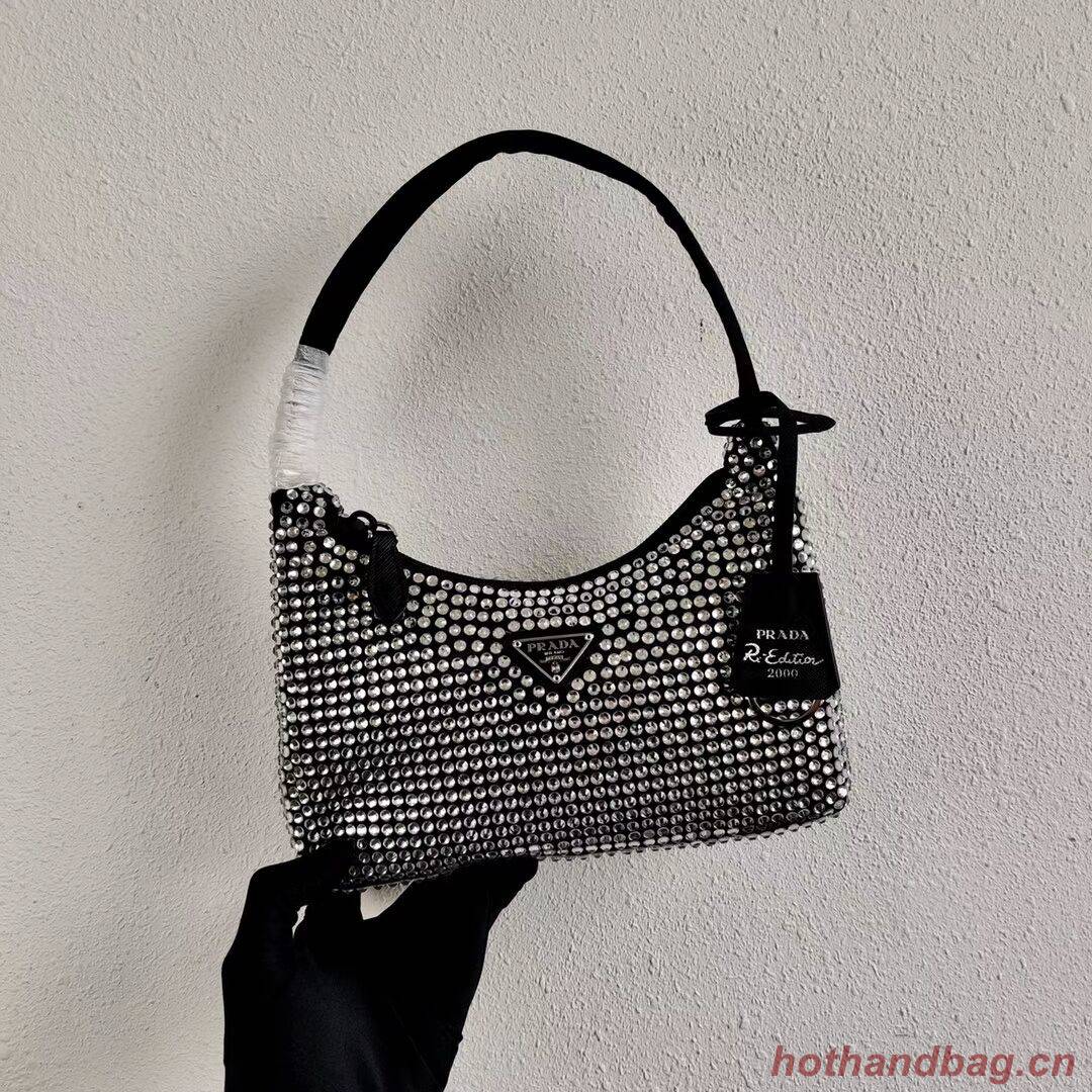 Prada Satin mini-bag with artificial crystals 1BE515Z black Prada Satin mini-bag with artificial crystals 1BE515Z black