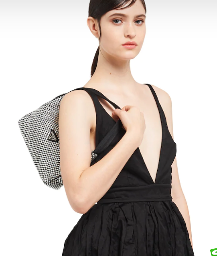 Prada Satin mini-bag with artificial crystals 1BE515Z black Prada Satin mini-bag with artificial crystals 1BE515Z black