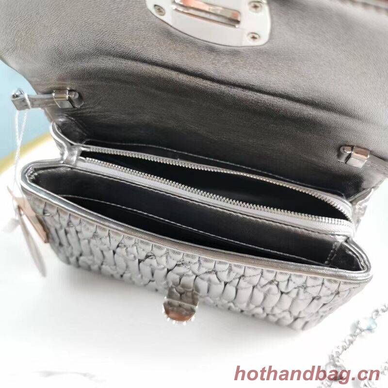 miu miu Matelasse Nappa Leather Shoulder Bag 5BP012M Silver miu miu Matelasse Nappa Leather Shoulder Bag 5BP012M Silver