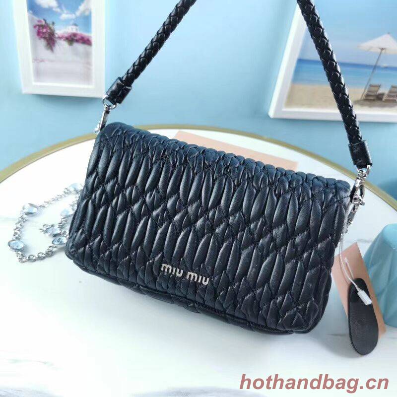 miu miu Matelasse Nappa Leather Shoulder Bag 5BP012M black miu miu Matelasse Nappa Leather Shoulder Bag 5BP012M black