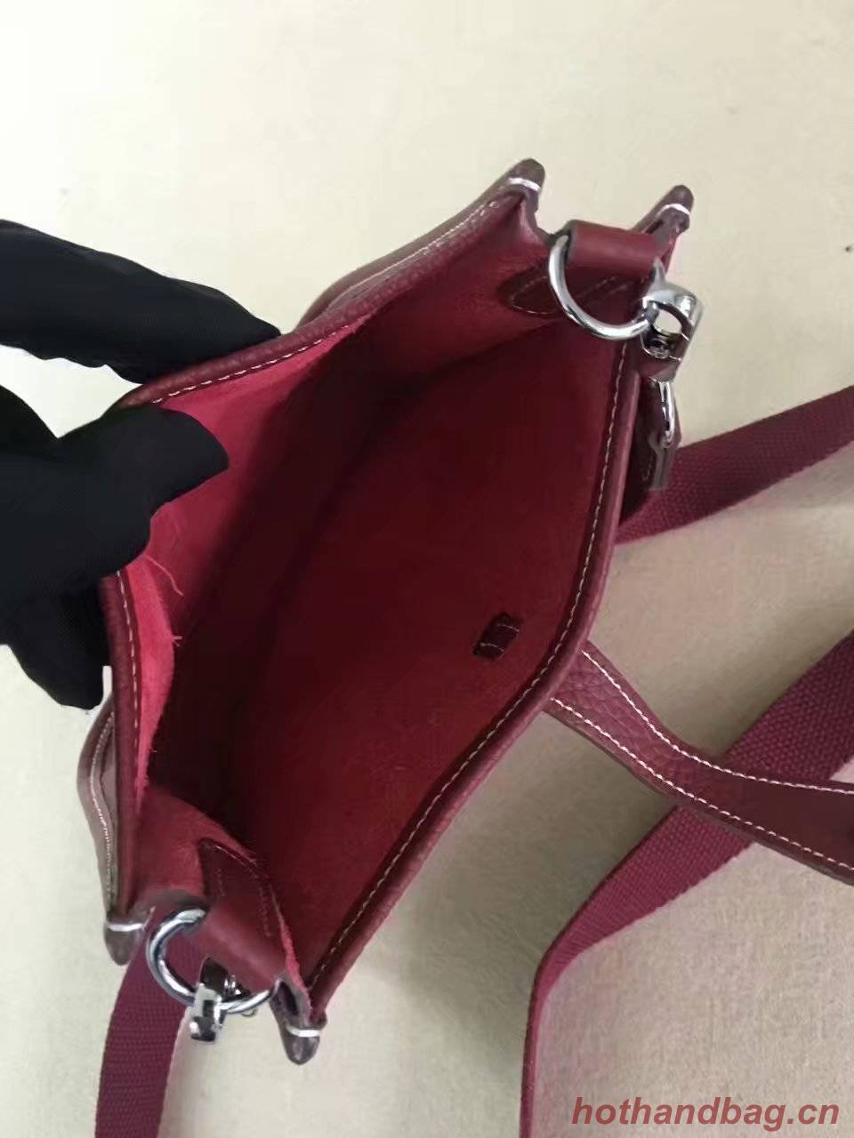 Hermes Evelyne original togo leather mini Shoulder Bag H15698 Burgundy Hermes Evelyne original togo leather mini Shoulder Bag H15698 Burgundy