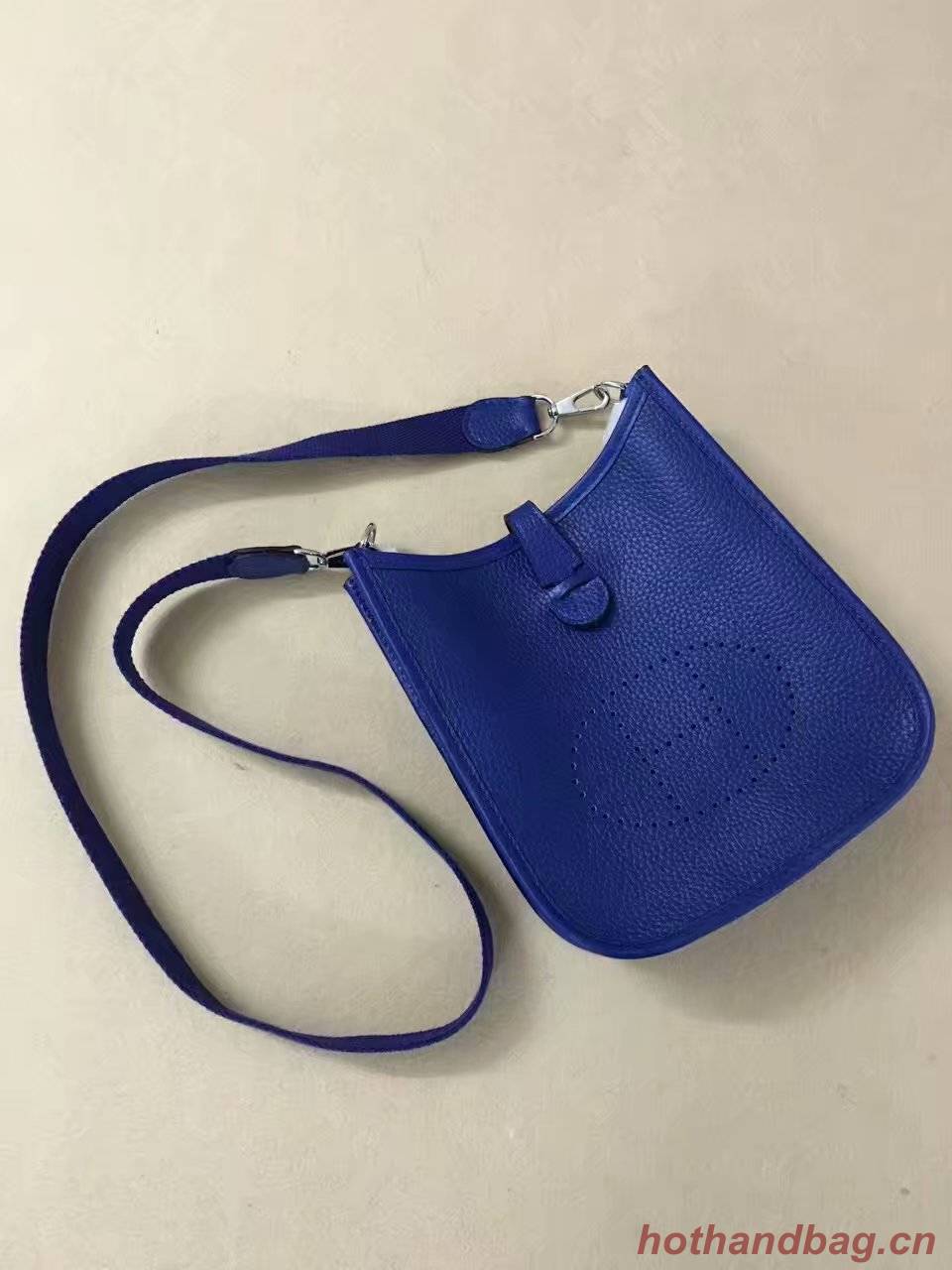 Hermes Evelyne original togo leather mini Shoulder Bag H15698 optic blue Hermes Evelyne original togo leather mini Shoulder Bag H15698 optic blue