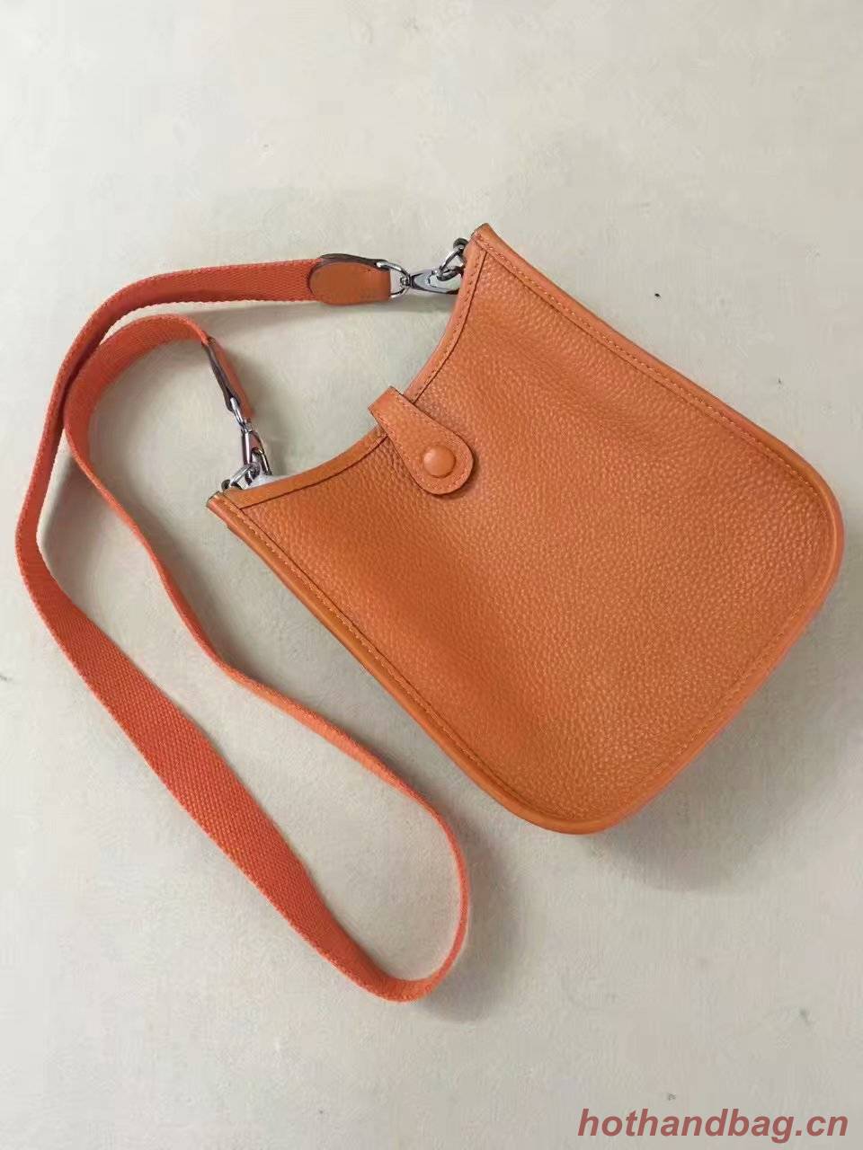 Hermes Evelyne original togo leather mini Shoulder Bag H15698 orange Hermes Evelyne original togo leather mini Shoulder Bag H15698 orange