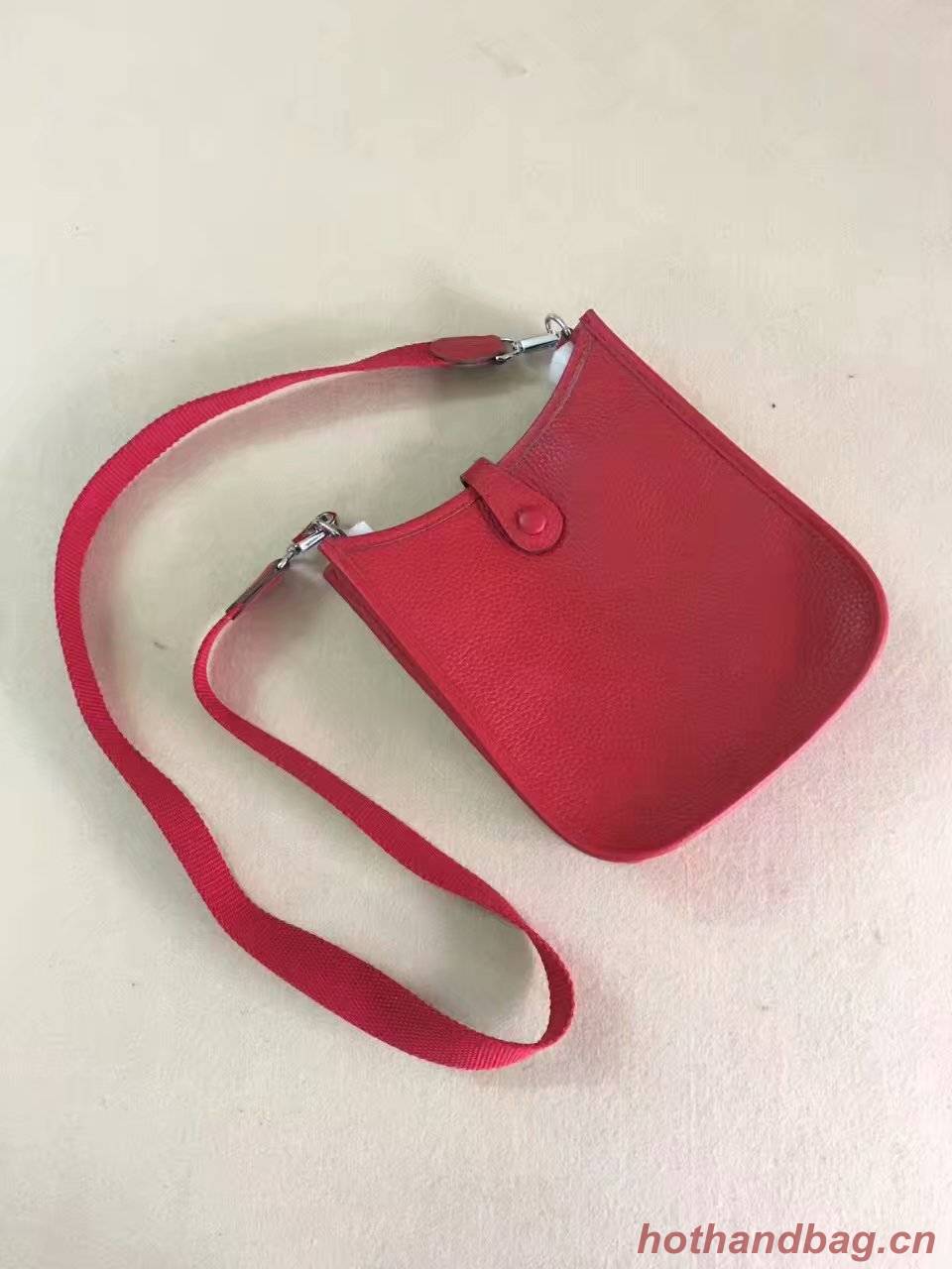 Hermes Evelyne original togo leather mini Shoulder Bag H15698 red Hermes Evelyne original togo leather mini Shoulder Bag H15698 red