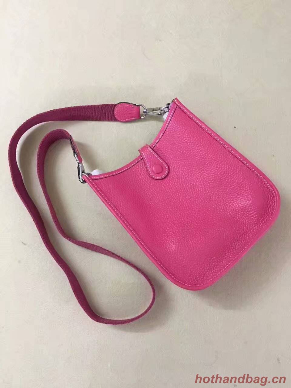 Hermes Evelyne original togo leather mini Shoulder Bag H15698 rose Hermes Evelyne original togo leather mini Shoulder Bag H15698 rose