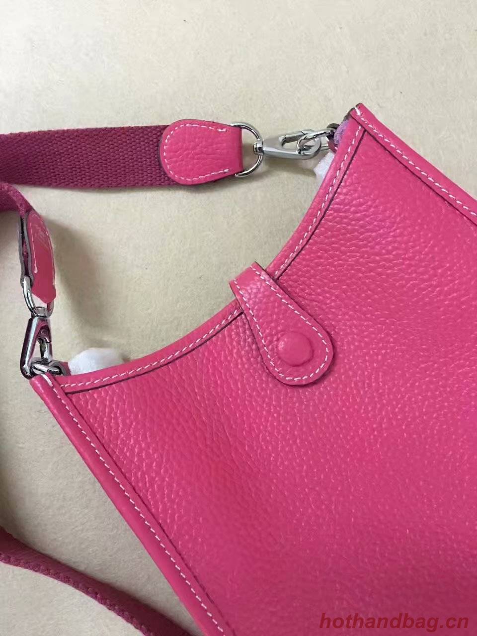 Hermes Evelyne original togo leather mini Shoulder Bag H15698 rose Hermes Evelyne original togo leather mini Shoulder Bag H15698 rose