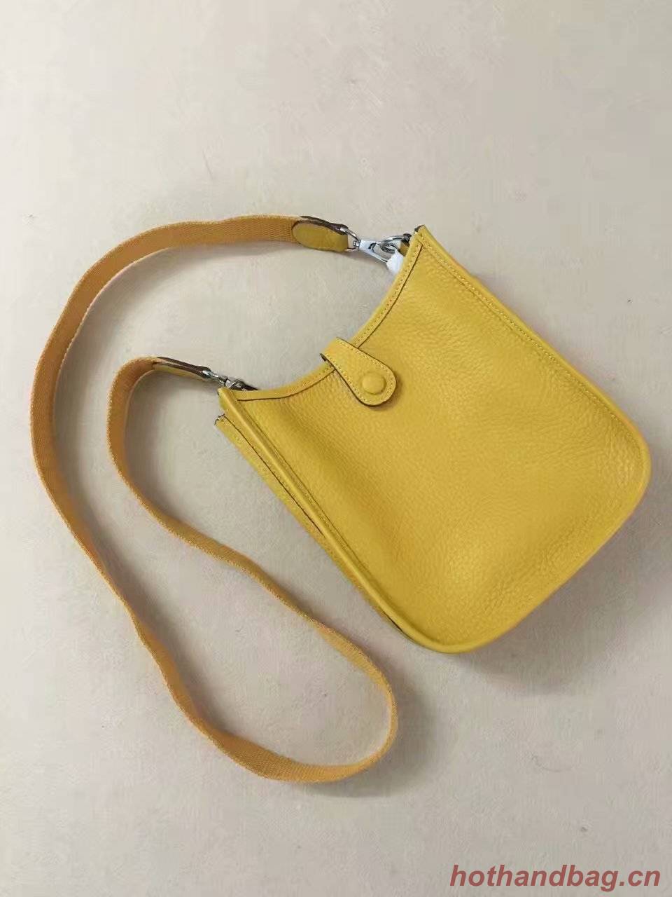 Hermes Evelyne original togo leather mini Shoulder Bag H15698 yellow Hermes Evelyne original togo leather mini Shoulder Bag H15698 yellow