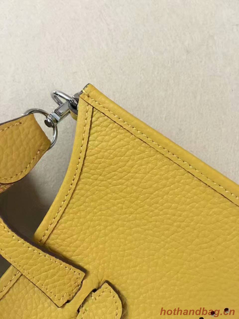 Hermes Evelyne original togo leather mini Shoulder Bag H15698 yellow Hermes Evelyne original togo leather mini Shoulder Bag H15698 yellow