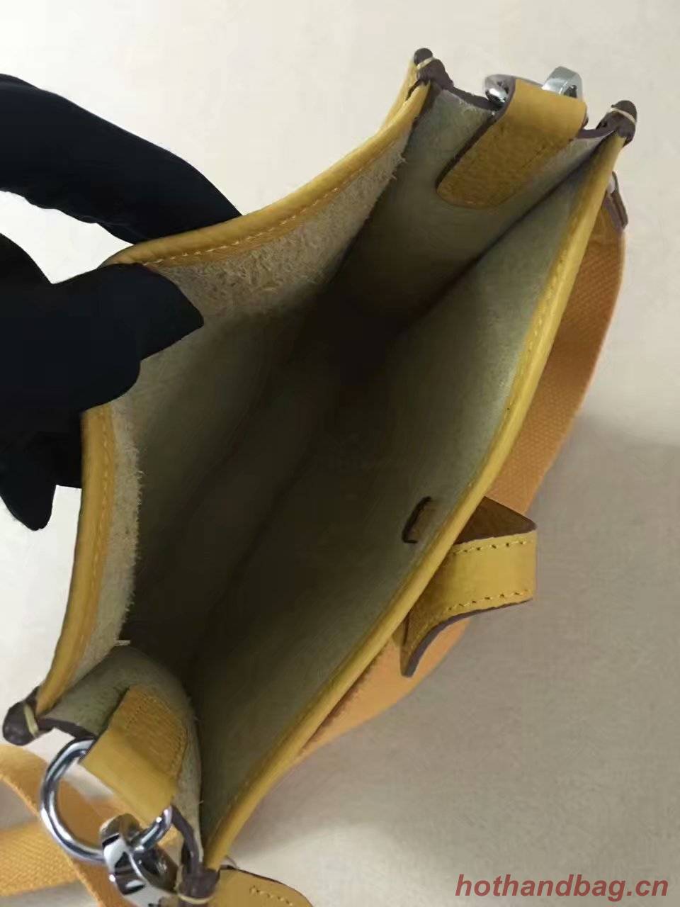 Hermes Evelyne original togo leather mini Shoulder Bag H15698 yellow Hermes Evelyne original togo leather mini Shoulder Bag H15698 yellow