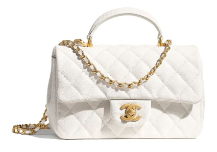 CHANEL mini flap bag with top handle AS2431 White CHANEL mini flap bag with top handle AS2431 White