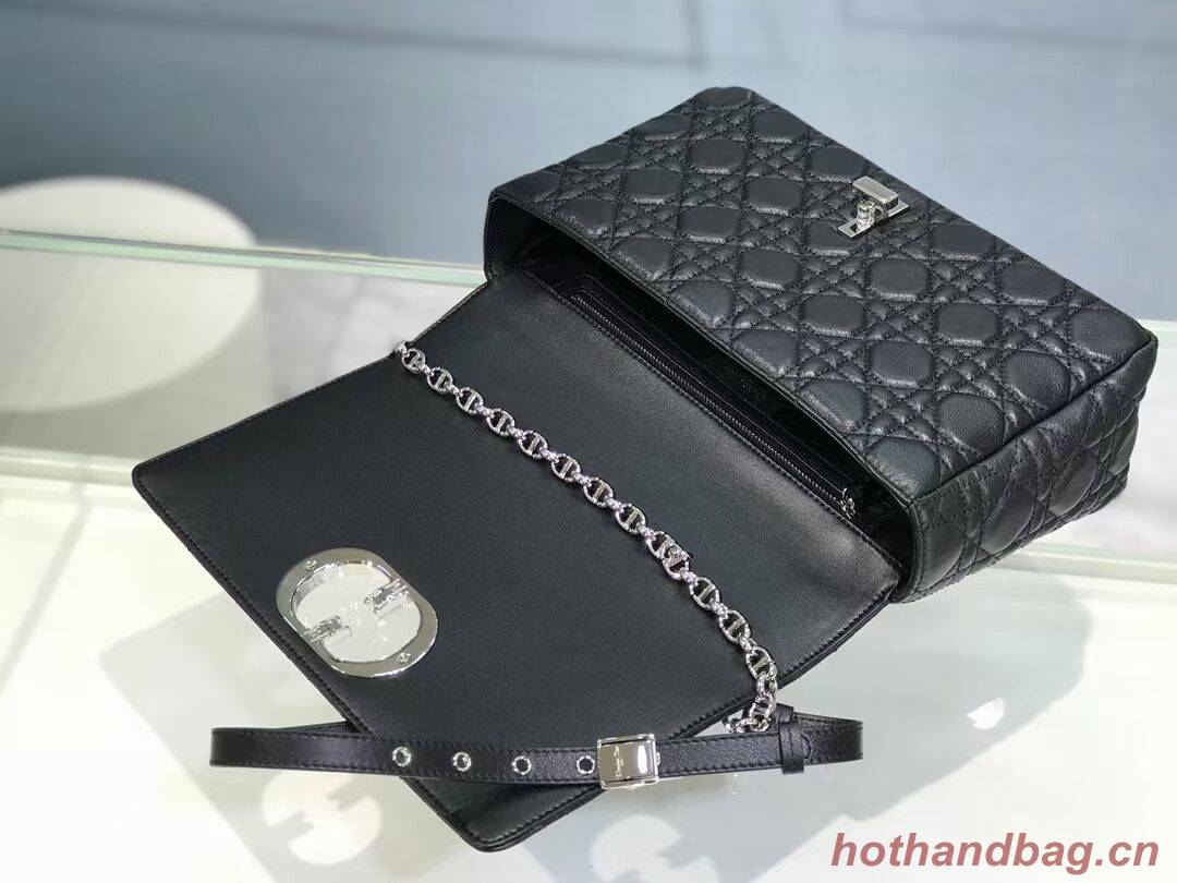 LARGE DIOR CARO BAG Soft Cannage Calfskin M9243U black LARGE DIOR CARO BAG Soft Cannage Calfskin M9243U black