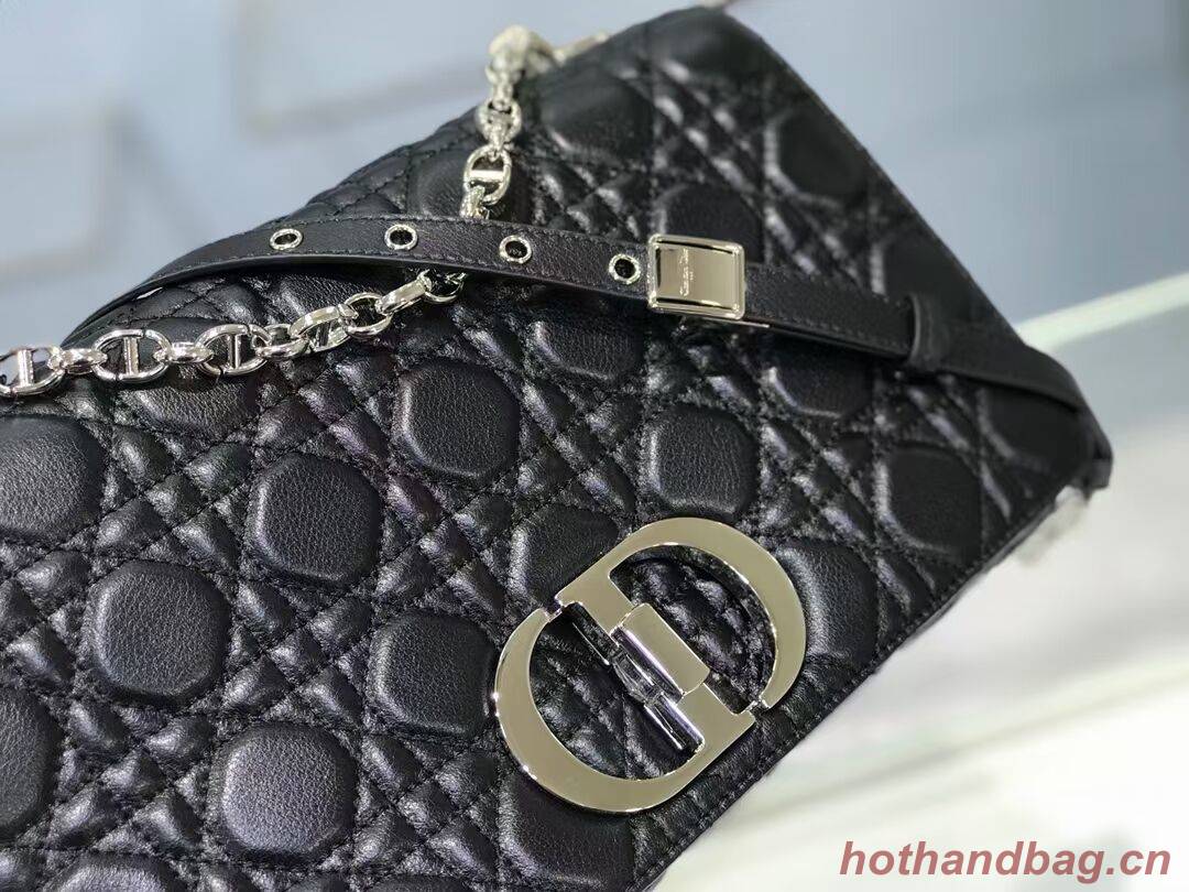 LARGE DIOR CARO BAG Soft Cannage Calfskin M9243U black LARGE DIOR CARO BAG Soft Cannage Calfskin M9243U black