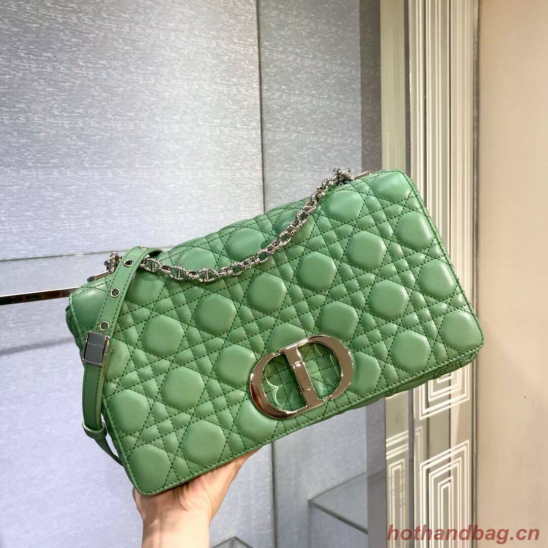 LARGE DIOR CARO BAG Soft Cannage Calfskin M9243U green LARGE DIOR CARO BAG Soft Cannage Calfskin M9243U green
