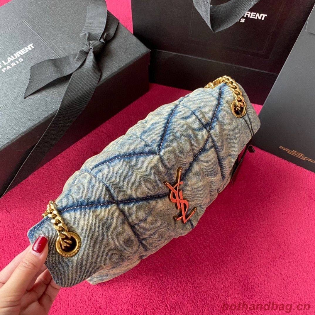 Yves Saint Laurent PUFFER SMALL BAG IN QUILTED VINTAGE DENIM AND SUEDE Y577476 Blue Yves Saint Laurent PUFFER SMALL BAG IN QUILTED VINTAGE DENIM AND SUEDE Y577476 Blue