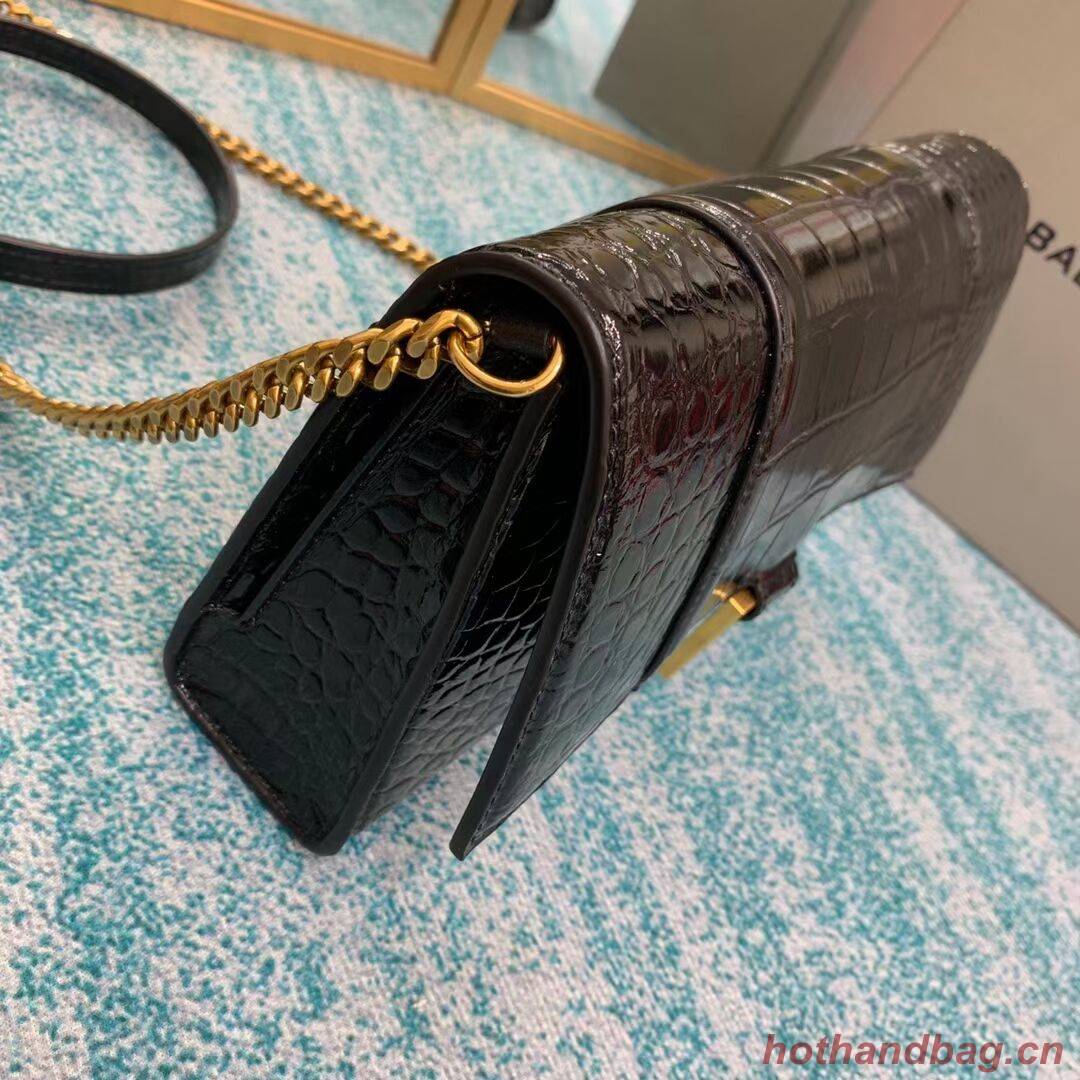 Balenciaga HOURGLASS CHAIN BAG B164497 black&aged-gold hardware Balenciaga HOURGLASS CHAIN BAG B164497 black&aged-gold hardware