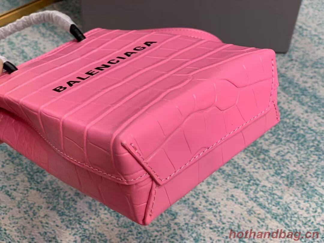 Balenciaga Original shiny crocodile embossed leather Mini Shopper Bag B152865 pink Balenciaga Original shiny crocodile embossed leather Mini Shopper Bag B152865 pink