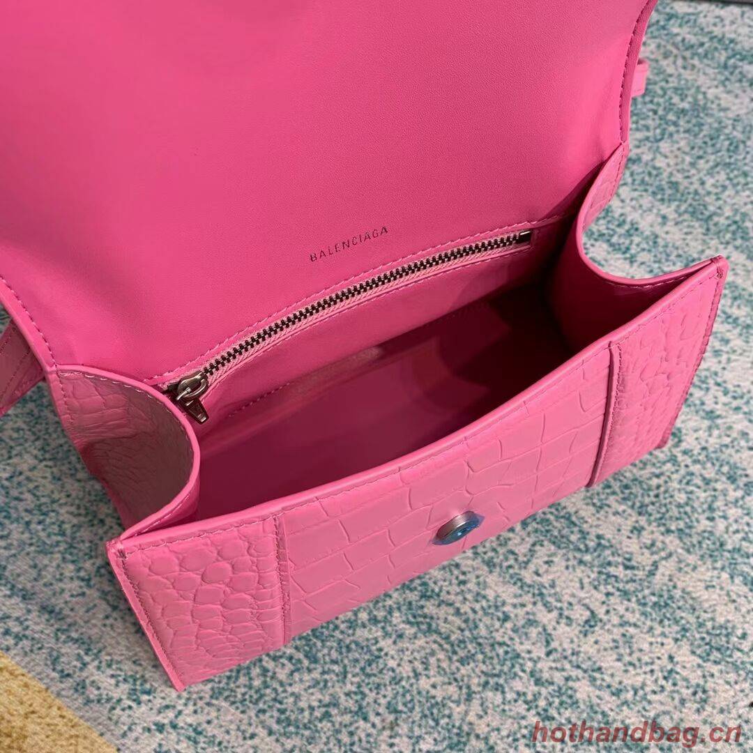 Balenciaga HOURGLASS SMALL TOP HANDLE BAG crocodile embossed calfskin B108895E pink Balenciaga HOURGLASS SMALL TOP HANDLE BAG crocodile embossed calfskin B108895E pink