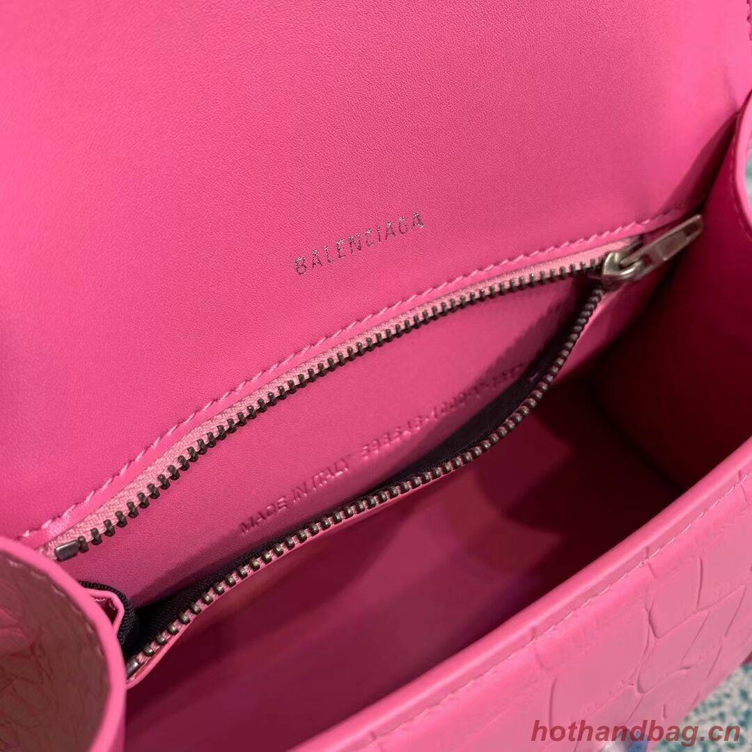 Balenciaga HOURGLASS SMALL TOP HANDLE BAG crocodile embossed calfskin B108895E pink Balenciaga HOURGLASS SMALL TOP HANDLE BAG crocodile embossed calfskin B108895E pink